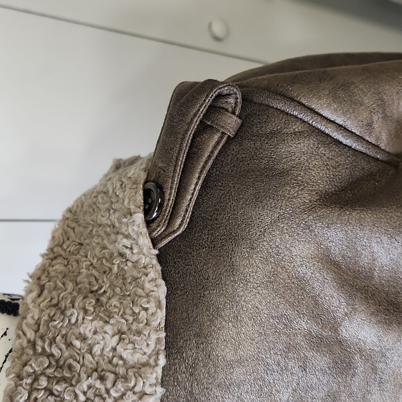 Christopher & Banks Vegan Suede, Sherpa Lined Long Jacket - Picture 9 of 14